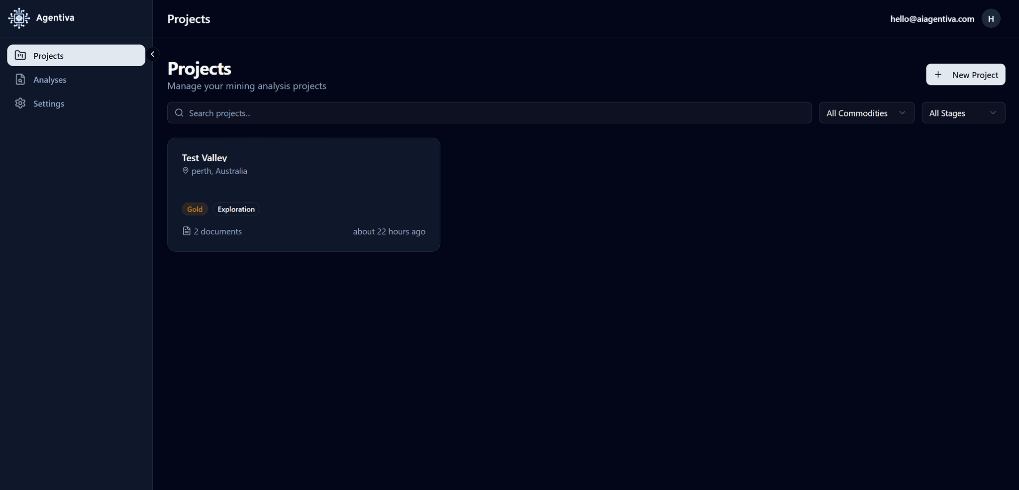 Mining Intelligence Platform Dashboard