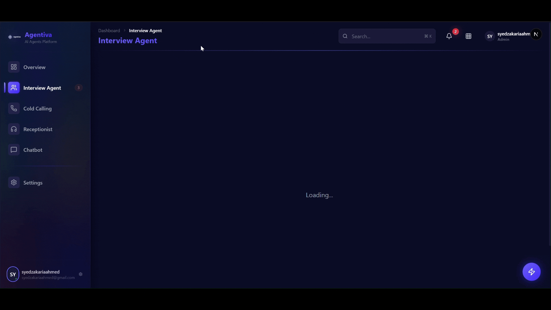 Interview Agent Dashboard Preview